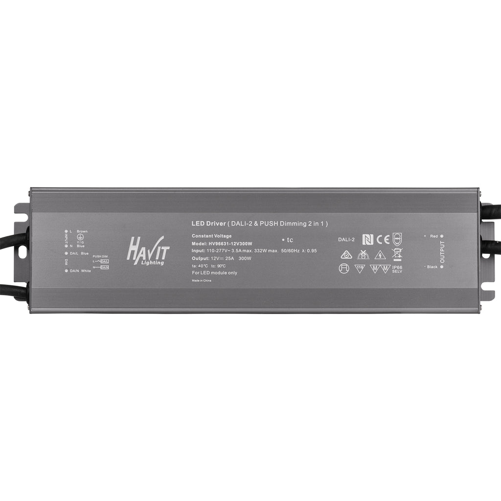 HV96631-12V300W | HV96631-24V300W - 300W Dali 2 + Push Dim Dimmable LED Driver