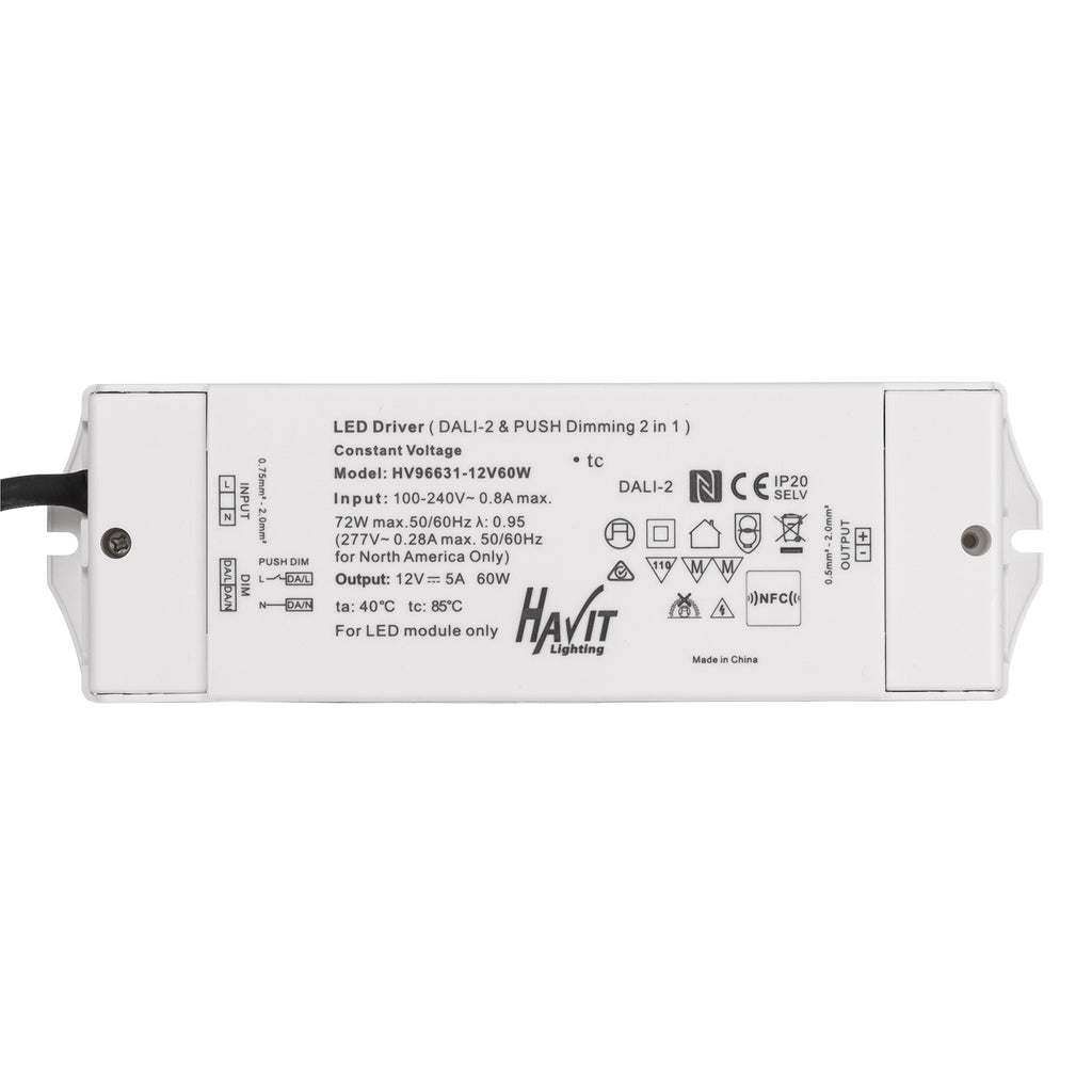 HV96631-12V60W | HV96631-24V60W - 60W Dali 2 + Push Dim Dimmable LED Driver