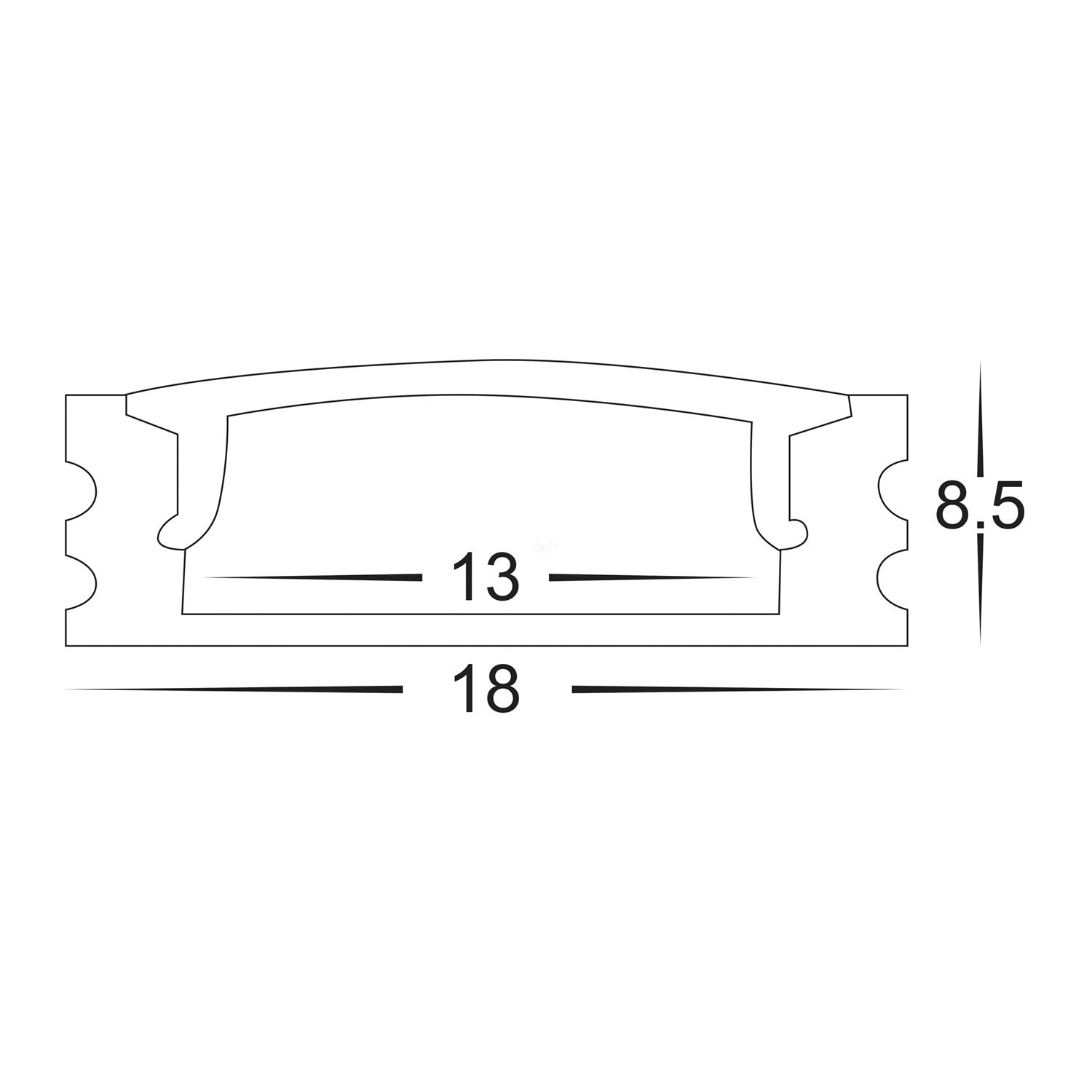 HV9693-1707-BLK - Black Shallow Square Aluminium Profile