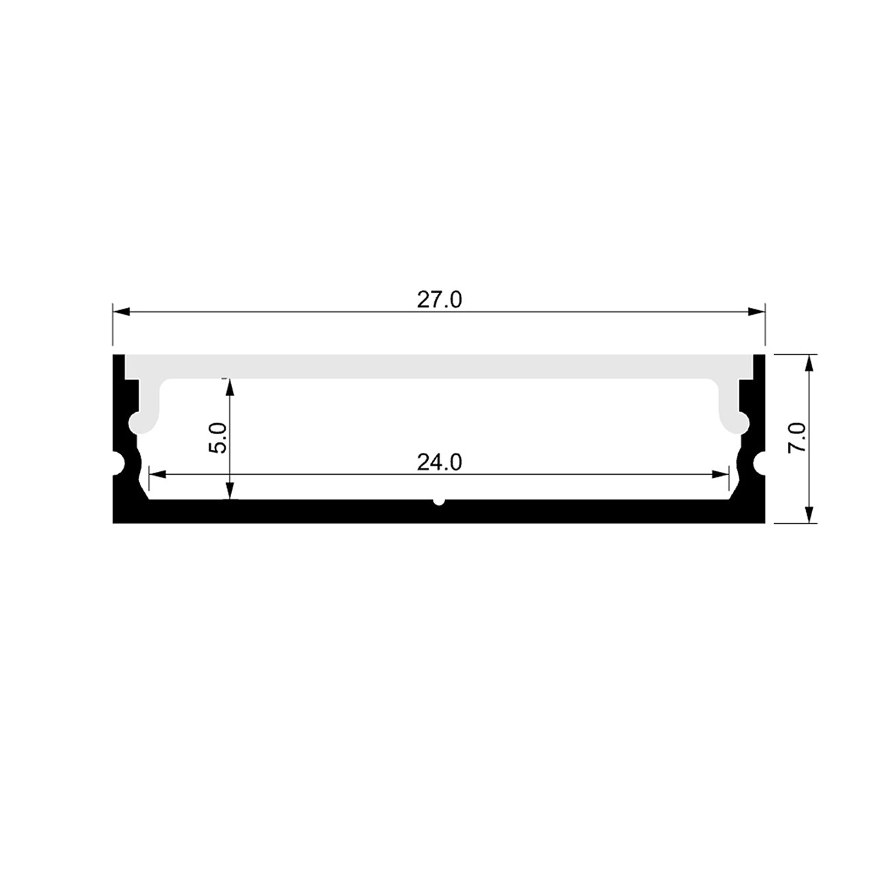 HV9699-2707-2M - Shallow Square Aluminium Profile 2m Length