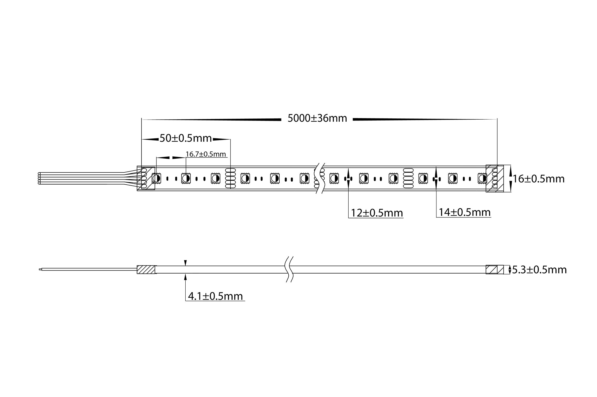 HV9751-IP67-60-RGBW - 14.4w IP67 RGB + 3000k LED Strip (RGBW)