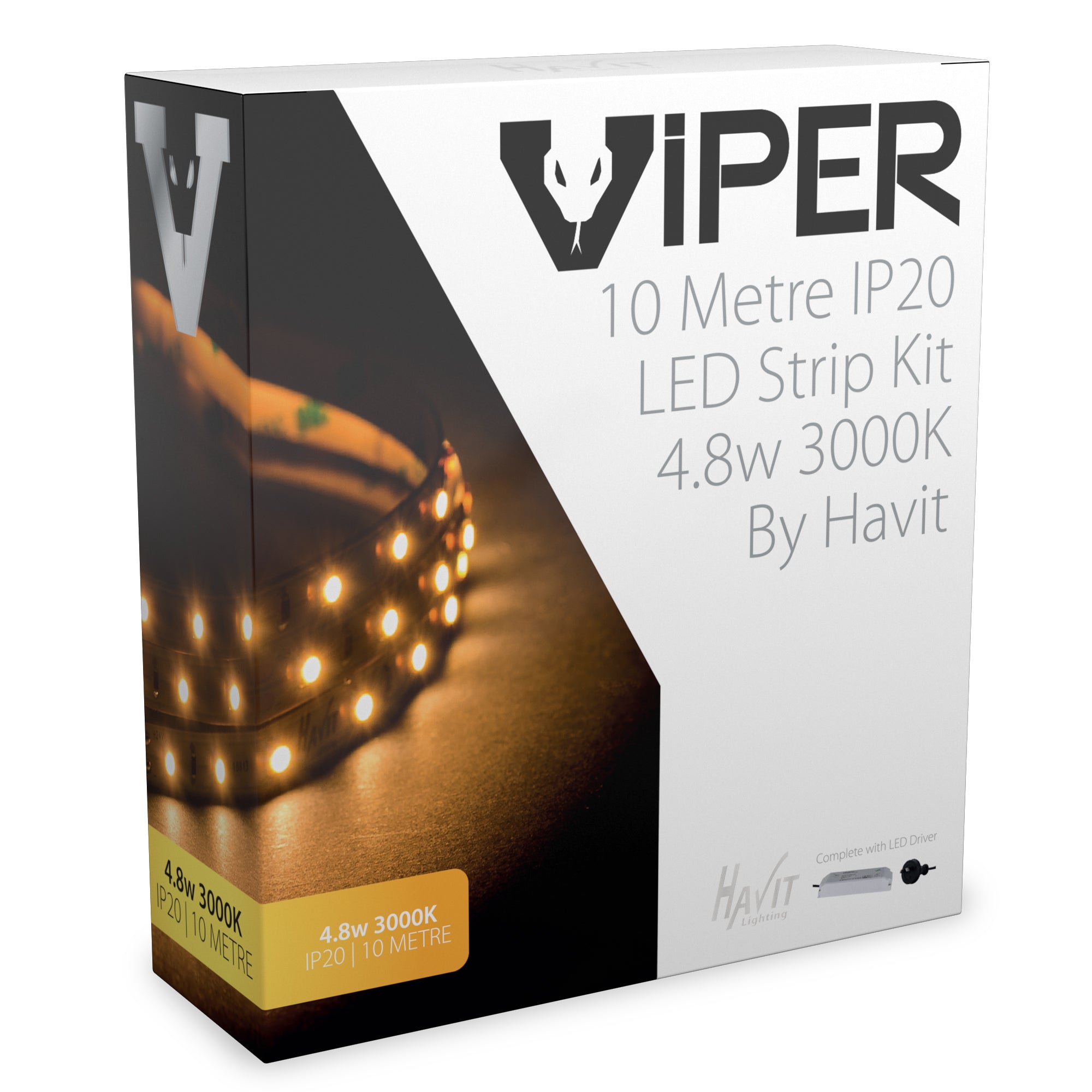 VPR9733IP20-60-10M - VIPER 4.8w 10m LED Strip kit 3000k