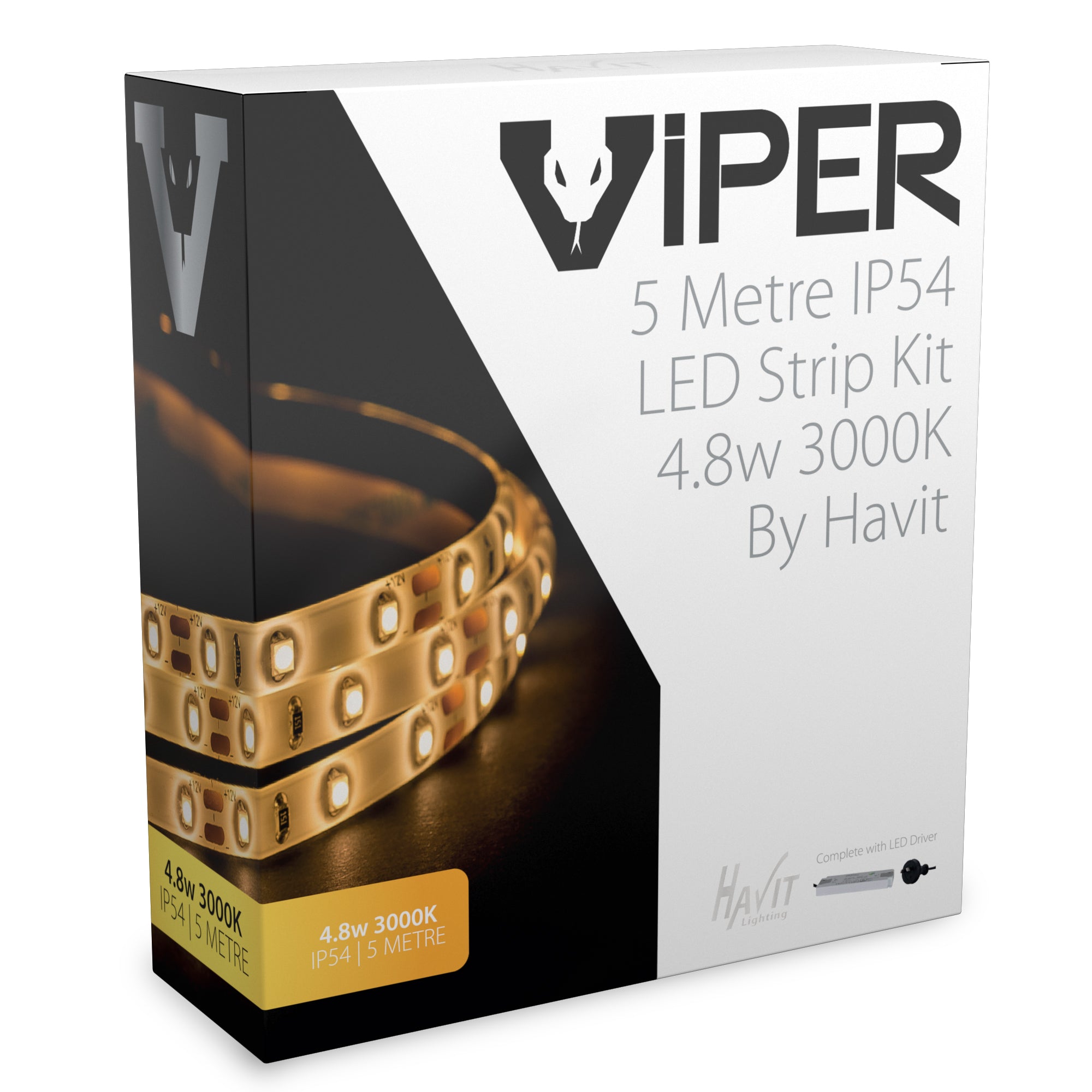 VPR9733IP54-60-5M - VIPER 4.8w 5m LED Strip kit 3000k
