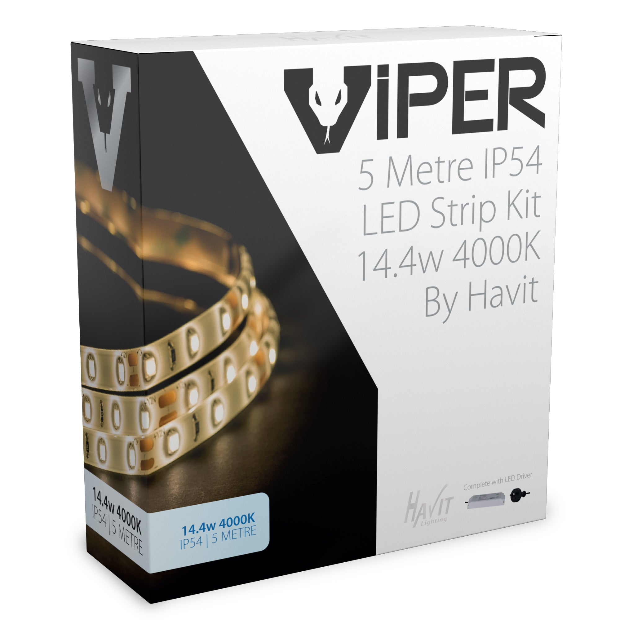 VPR9785IP54-60-5M - VIPER 14.4w 5m LED Strip kit 4000k